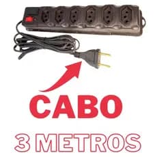 Filtro de Linha Régua Elétrica 6 Tomadas Cabo 3 Metros 5 Metros Paralelo Plug Bipolar