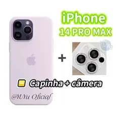 Kit Películas Lente Câmera Brilhante Com Capa Case Silicone Aveludado iPhone 14 PRO MAX