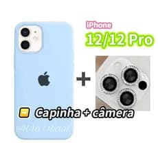 Kit Películas Lente Câmera Brilhante Com Capa Case Silicone Aveludado iPhone 12/12 PRO