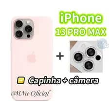 Kit Películas Lente Câmera Brilhante Com Capa Case Silicone Aveludado iPhone 13 PRO MAX