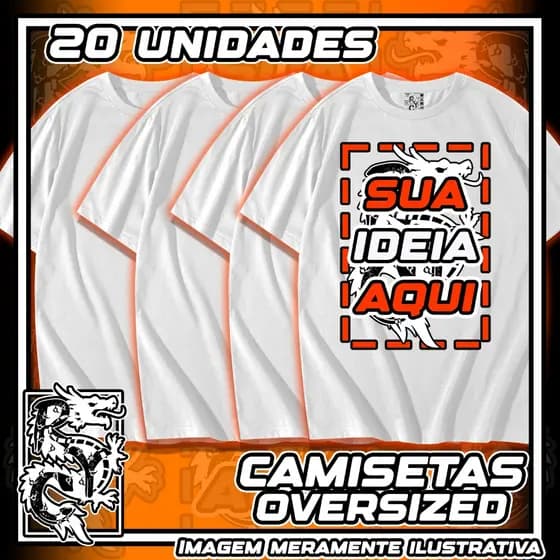 20 Camisetas Personalizada OVERSIZED Faça a sua! RYC, Camiseta 100%algodão com a sua ideia em DTF