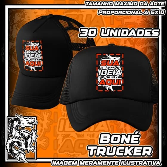 30 Bonés Personalizado Trucker RYC Sua ideia em DTF