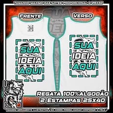 Camiseta Personalizada REGATA 100% Algodão 2 ESTAMPAS de 25x40 ! RYC, com a sua ideia em DTF