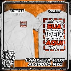 Camiseta Personalizada Faça a sua! RYC, Camiseta 100%algodão com a sua ideia estampada em DTF