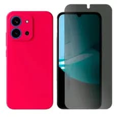 Capa Capinha Slim Aveludada Anti Impacto Colorida + Película Privacidade Para Xiaomi Poco C85