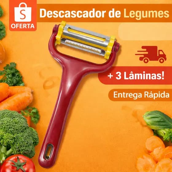 Descascador Legumes Multiuso Forte Aço Inox para Batatas Cenoura Frutas Verduras Com 3 LAMINAS 15cm