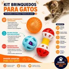Brinquedo Gato Kit 4 Bolinhas Plásticas Com Guizo Estimula Caça E Diversão Pet
