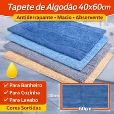 Tapete Banheiro Algodao 40x60cm Super Absorvente Macio Antiderrapante Cozinha Lavabo Area de Servico