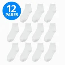 Kit 12 Pares Meias Básicas Branca Unissex Adulto e Infantil Calça do 40/46 Conforto Punho Ajustado