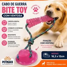 Brinquedo Cachorro Cabo de Guerra Bite Toy Petmaxx com Ventosa Mordedor Interativo Limpeza Dental