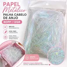 Papel Metálico Palha Cabeo de Anjo Holográfico 12g para Decoração e Presentes