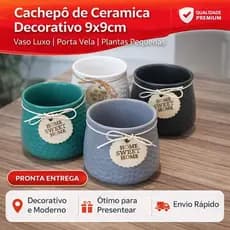 Cachepô Cerâmica Decorativo 9cm Vaso Pequeno Porta Vela Luxo Decoração Casa Jardim Home Sweet Home