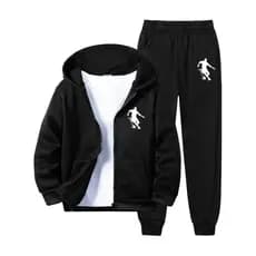 Conjunto de agasalho com capuz estampado de jogador de futebol - moletom com capuz e calça de moletom com zíper