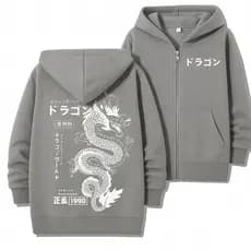 Moletom Ziper  Dragão Japonês Moda Asiática Estilo Oriental Streetwear