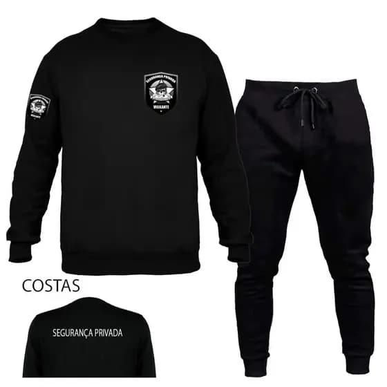 Conjunto Moletom Abrigo Kit Calça E Blusa Gola Redonda Segurança Privada