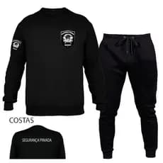 Conjunto Moletom Abrigo Kit Calça E Blusa Gola Redonda Segurança Privada