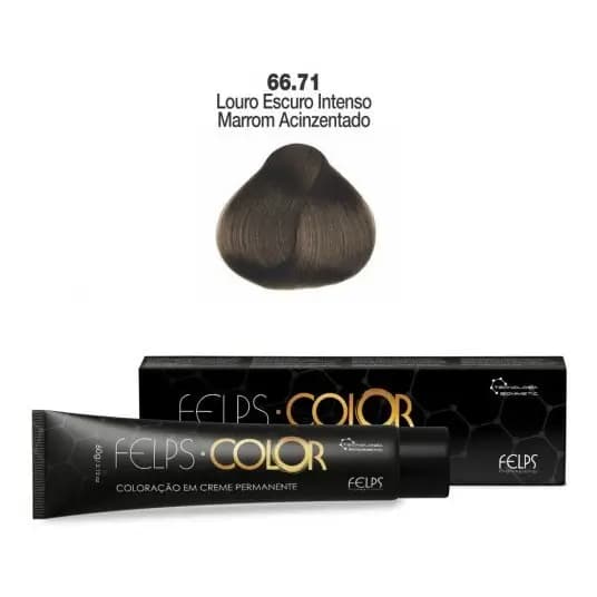 Felps Color 66/71 Louro Escuro Intenso Marrom Chocolate Acinzentado 60g - Pupita