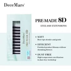 DeceMars Premade 8D W Extensões de Cílios Natural Macio Fofo Cílios Extensões 12 Linhas