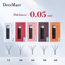 DeceMars YY 3D 4D 5D 6D Extensão De Cílios 12 Linhas