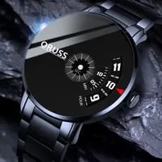 ORUSS Aço Inoxidável Luxo Couro À Prova D'água Moda Preto Relógio De Quartzo Suíço Versão Coreana XGN XKJ