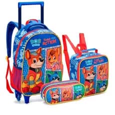 Kit Mochila Dog Heroes Rodinhas Com Lancheira Térmica e Estojo Seanite