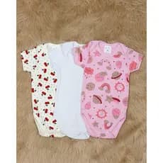 Body de Bebê manga curta Menina - Kit com 3 peças.