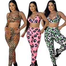 Conjunto leg e top estampada fitness academia look treino