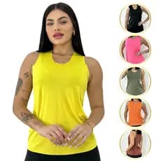 Blusa Academia Feminina Dry Fit Camiseta Regata Básica Fitness Treino
