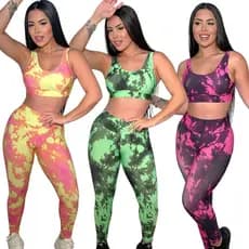 Conjunto leg e top estampada fitness academia look treino