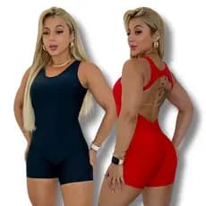 Macaquinho De Academia Feminino Curto Fitness Shortinho Liso