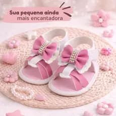 Sandália Bebê Menina Branca com Laço Sintética e Macia