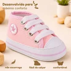Sapatinho Tênis de Bebê Menina Cano Alto RN Confortável