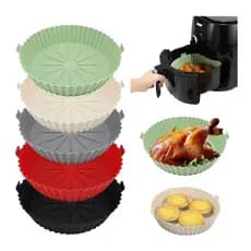 kit 6 Formas Silicone Antiaderente Reutilizável Air Fryer P/ Assar Grande cores sortidas