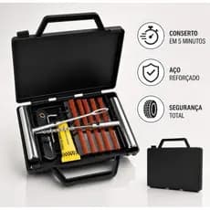 Kit Reparo Conserto Furo Remendo Pneu de Metal Para Carros Motos Bike + Macarrão + Maleta premium 12 Peças Premium