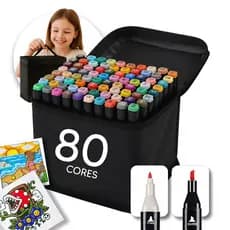 Conjunto Canetinha Marcador Permanente Touch 80 Cores Ponta Dupla Tik Tok Para Desenhos Artísticos Promoção