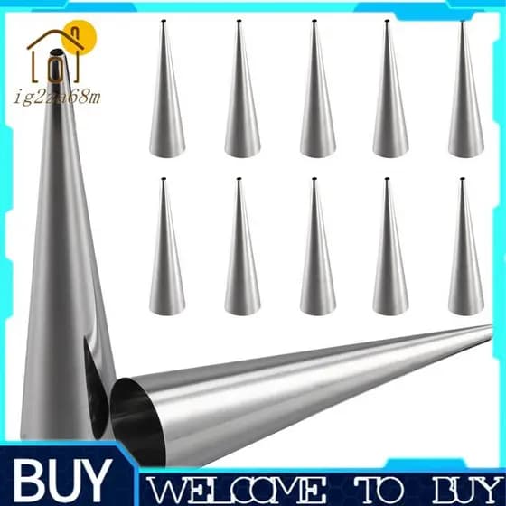Moldes De Chifre De Creme , 12 Peças , Cones De Cozimento De Tamanho Grande , Formas Rolo De Aço Inoxidável , Cônicos De
