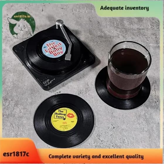 Porta-Copos Para Bebidas Conjunto De CD Vintage Com 6 Discos De Vinil Amantes De Música Estilo 1