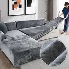 Capa de sofá de veludo, capa de sofá de couro elástico grosso para sala de estar capa de sofá capa de poltrona em forma de L capa de assento chaise