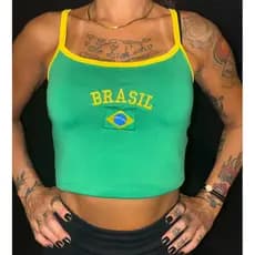 Regata Cropped Brasil Feminina Verde ou Amarela | Blusa Alcinha Copa Seleção Verão - brasilcore