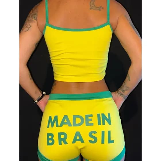 shorts do Brasil juvenil teen feminino tamanho 12 verde e amarelo, copa