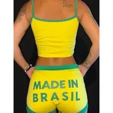 shorts do Brasil juvenil teen feminino tamanho 12 verde e amarelo, copa