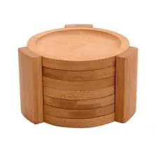 Kit 6 Porta Copos Redondo Com Suporte Bambu 10cm