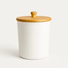 Lixeira De Pia Bambu E Plastico Branco 5l