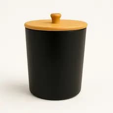 Lixeira De Pia Bambu E Plastico Preto 5l