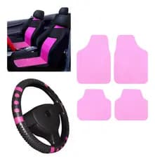 Kit Pink Jogo Tapete Capa Banco Volant Fusca Fiat Uno Palio