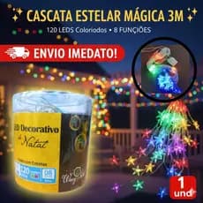 Cascata de Estrelas Luminosa 3M LED - Decoração Premium Colorida