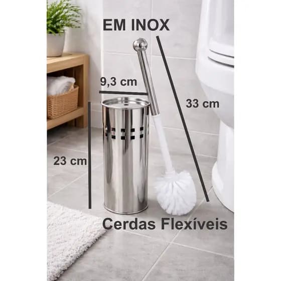 kit Escova De Vaso Sanitário De Inox Com Base inox Para Banheiro