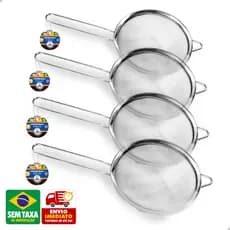 Peneira Coador Manual Em malha de Aço Inox Para Cozinha 14cm 16cm 20cm