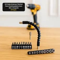 Kit Cabo Extensor Prolongador Flexivel Para Parafusadeira Universal Com Bits e Soquetes 21 Peças