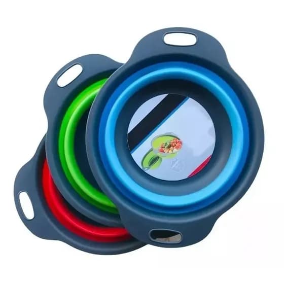 Escorredor Retrátil Silicone Lavador Dobrável Macarrão Legumes Verduras Frutas Massas Alimentos